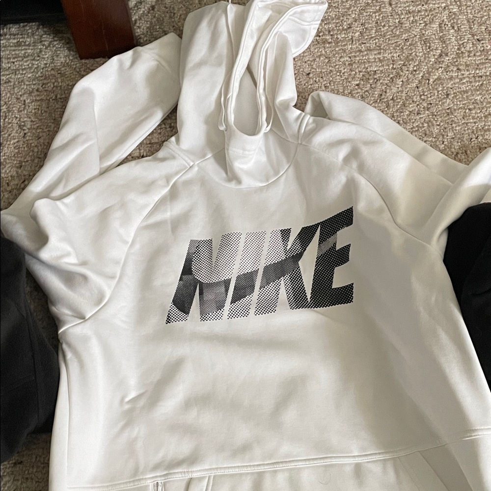 Nike White Hoodie with Black Logo